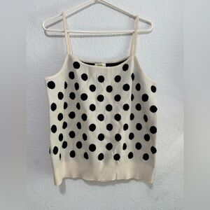 Maeve Black and Beige Polka Dot Ribbed Camisole size large